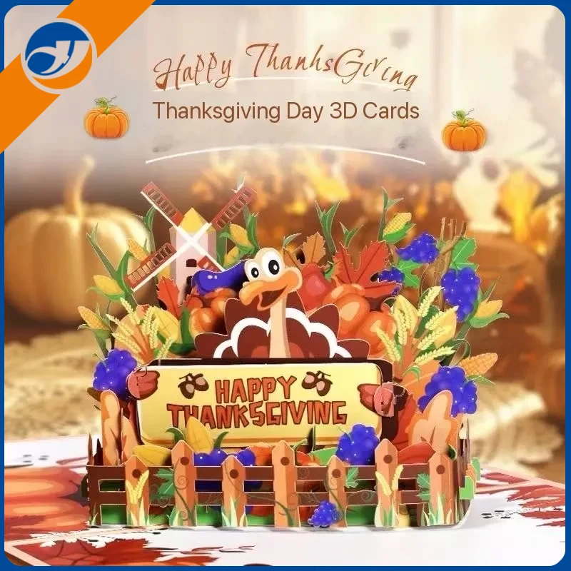 Card de papel 3D de Ação de Graças